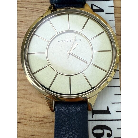 Anne Klein Womens Gold-Tone Watch With Blue Genuine Leather Strap NOT TESTED - Picture 10 of 13